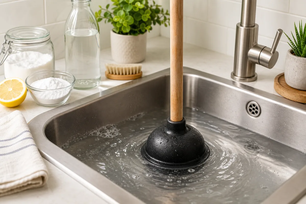 Illustration related to How to Unclog a Kitchen Sink Without Calling a Plumber