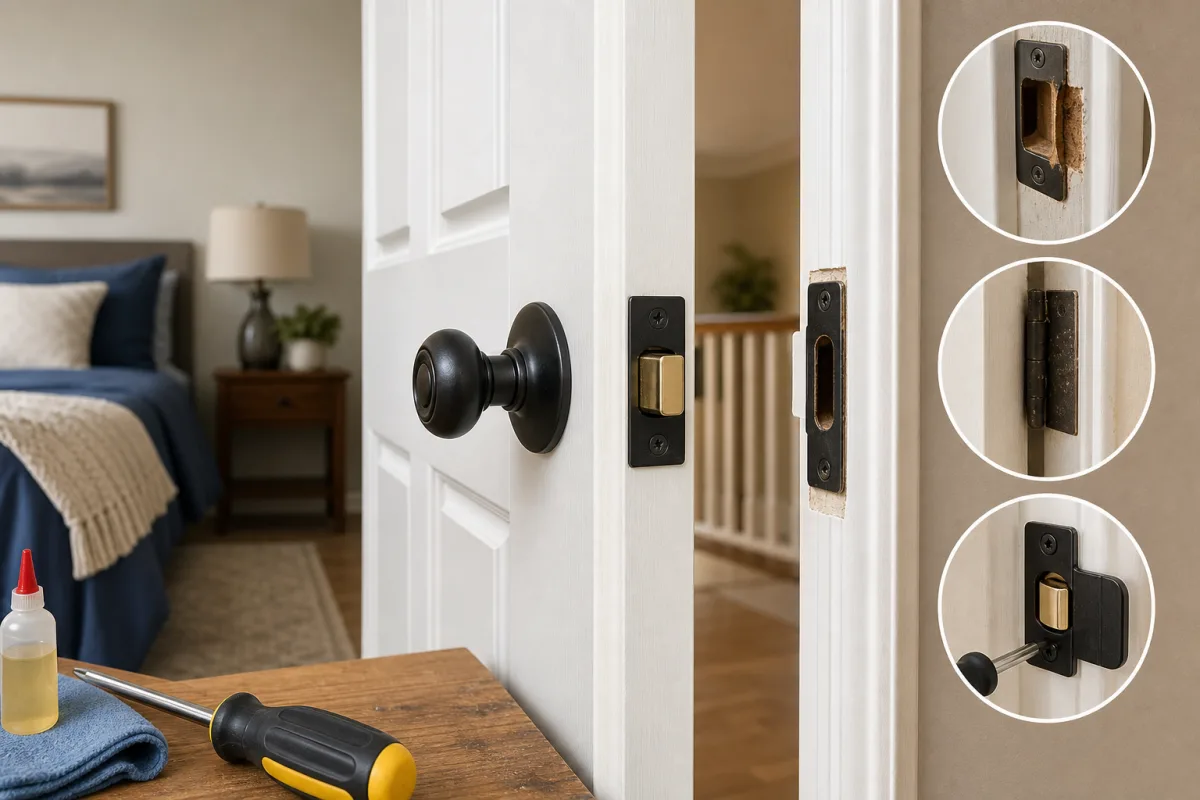 Illustration related to How to Fix a Sticky Interior Door That Will Not Latch Properly