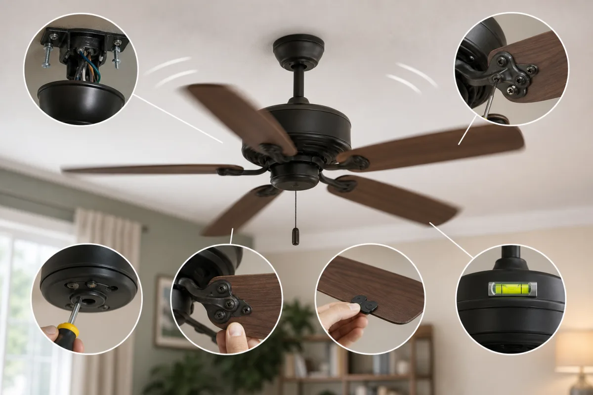 Illustration related to What to Do When a Ceiling Fan Wobbles: Safe DIY Checks and Fixes