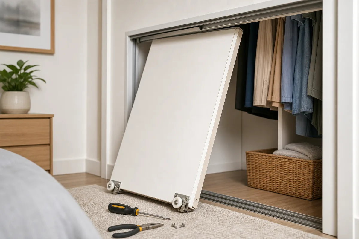 Illustration related to How to Fix a Sliding Closet Door That Keeps Coming Off Its Track
